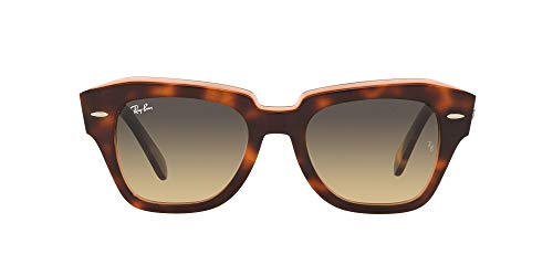 Ray-Ban RB2186 State Street Square Sunglasses, Havana On Transparent Pink/Brown Vintage, 49 mm