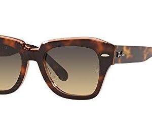 Ray-Ban RB2186 State Street Square Sunglasses, Havana On Transparent Pink/Brown Vintage, 49 mm