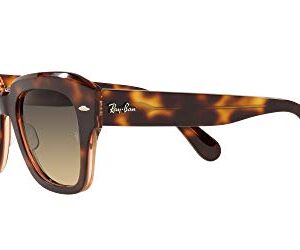 Ray-Ban RB2186 State Street Square Sunglasses, Havana On Transparent Pink/Brown Vintage, 49 mm