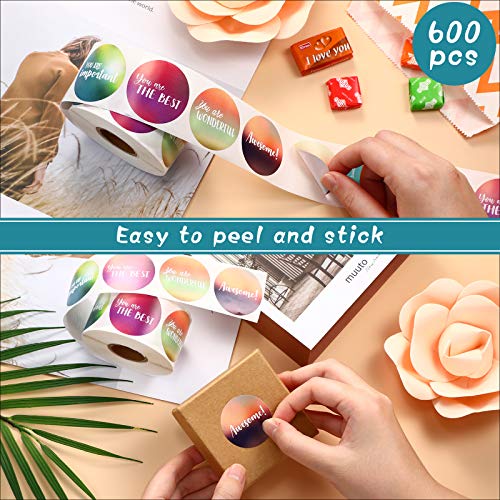 600 Pieces 1.5 Inch Positive Stickers Motivational Encouragement Quote Label Stickers Handwritten Modern Artistic Inspirational Stickers for Greeting Cards Envelopes Sealing Decor