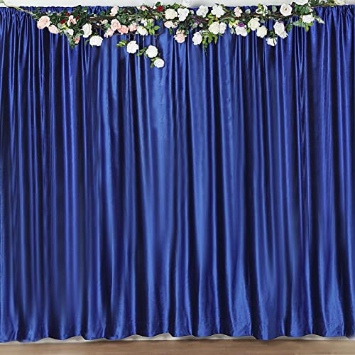 Efavormart 8Ft H x 8Ft W Premium Royal Blue Velvet Backdrop Curtain Panel Drape Background for Events