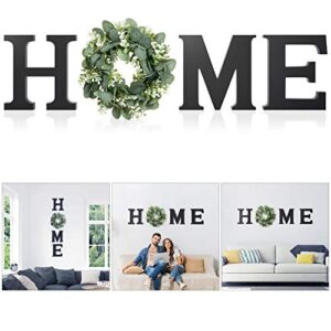 wood home sign for wall decor wooden home letters with wreath artificial eucalyptus modern decorative hanging farmhouse home sign for living room kitchen christmas housewarming gift