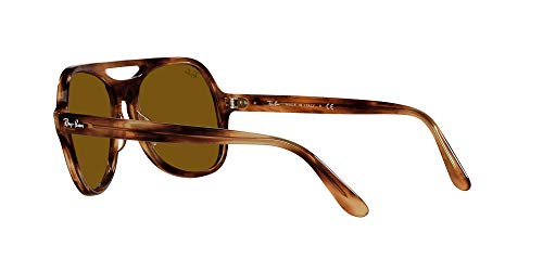 Ray-Ban Rb4357 Powderhorn Aviator Sunglasses, Striped Havana/Brown, 58 mm