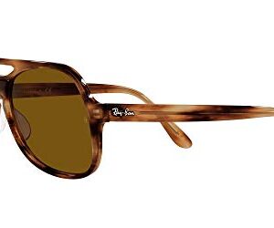 Ray-Ban Rb4357 Powderhorn Aviator Sunglasses, Striped Havana/Brown, 58 mm