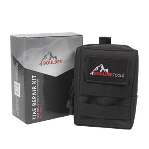 Boulder Tools Compact Tire Repair kit with Molle Storage Pouch | Heavy Duty Universal Tire Plug Kit -| Motorcycle Accessories | Easily Stores Inside Your UTV, ATV, Truck, Overlanding Gear or RV