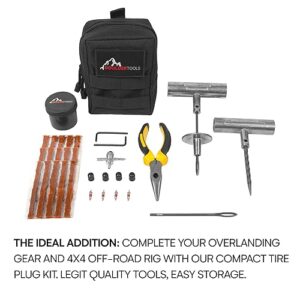 Boulder Tools Compact Tire Repair kit with Molle Storage Pouch | Heavy Duty Universal Tire Plug Kit -| Motorcycle Accessories | Easily Stores Inside Your UTV, ATV, Truck, Overlanding Gear or RV