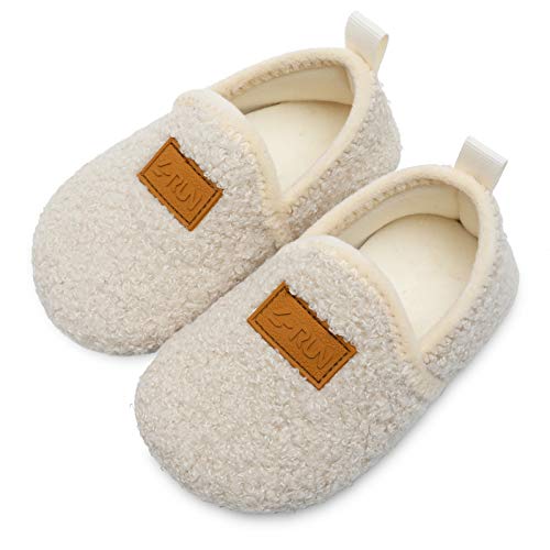 L-RUN Toddler Slippers for Boys/Girls Home Slippers Beige 6.5-7.5 Toddler=EU24-25