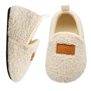 L-RUN Toddler Slippers for Boys/Girls Home Slippers Beige 6.5-7.5 Toddler=EU24-25