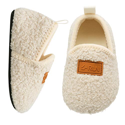 L-RUN Toddler Slippers for Boys/Girls Home Slippers Beige 6.5-7.5 Toddler=EU24-25