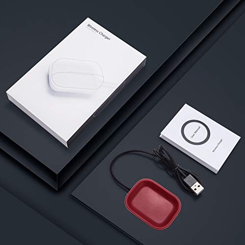 Airpods Pro Charger, Wireless Charger for Airpod 3rd/Airpods Pro 2nd/Airpods Pro/Airpods, Plastic Wireless Charging Station Wireless Charging Pad Charging Mat for Apple Airpod Earbuds Earpods Red