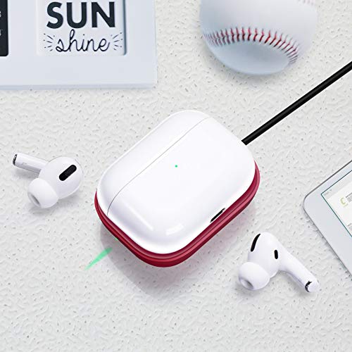 Airpods Pro Charger, Wireless Charger for Airpod 3rd/Airpods Pro 2nd/Airpods Pro/Airpods, Plastic Wireless Charging Station Wireless Charging Pad Charging Mat for Apple Airpod Earbuds Earpods Red