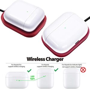 Airpods Pro Charger, Wireless Charger for Airpod 3rd/Airpods Pro 2nd/Airpods Pro/Airpods, Plastic Wireless Charging Station Wireless Charging Pad Charging Mat for Apple Airpod Earbuds Earpods Red