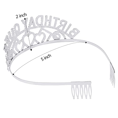 AOPRIE Birthday Tiara for Women Silver Birthday Queen Headband Happy Birthday Tiara and Crown for Women Rhinestone Crystal Decor