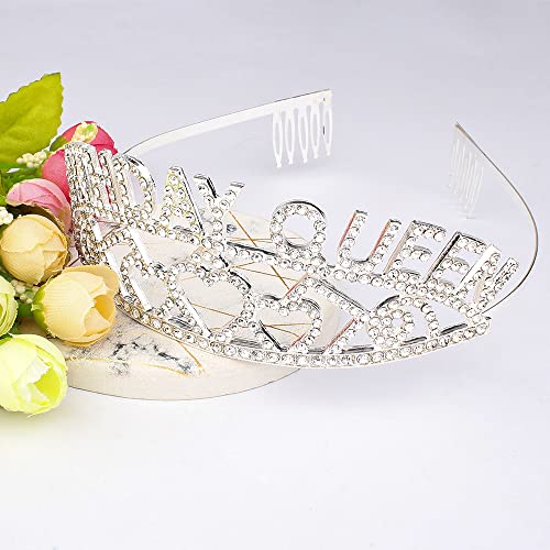 AOPRIE Birthday Tiara for Women Silver Birthday Queen Headband Happy Birthday Tiara and Crown for Women Rhinestone Crystal Decor