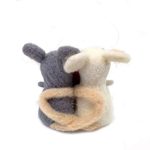 ZJHBONE Wool Felt Christmas Love Mouse Handmade Handing Mice Ornaments for Decorative