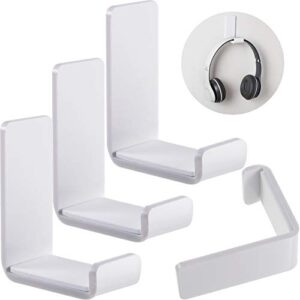 4 pieces headphone hanger headphone hook headset holders headphone wall mount with adhesive glues headset acrylic holder mount for general purpose game headphones (white pad style)