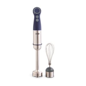 dash chef series immersion hand blender, 5 speed stick blender with stainless steel blades, whisk attachment and recipe guide – midnight