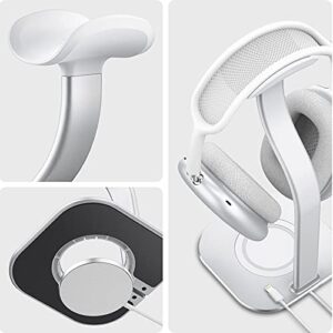 Spigen S380 (MagFit) Designed for Airpods Max Stand/MagSafe Charger [Charger Not Included] - Premium Aluminum Dual Headphone Stand Compatible with iPhone 15/14/13/12 Models - Silver