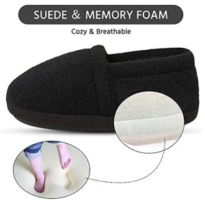 Tuboom Slippers for Kids Boys House Warm Shoes with Cozy Memory Foam Indoor Outdoor Black Size 4-5