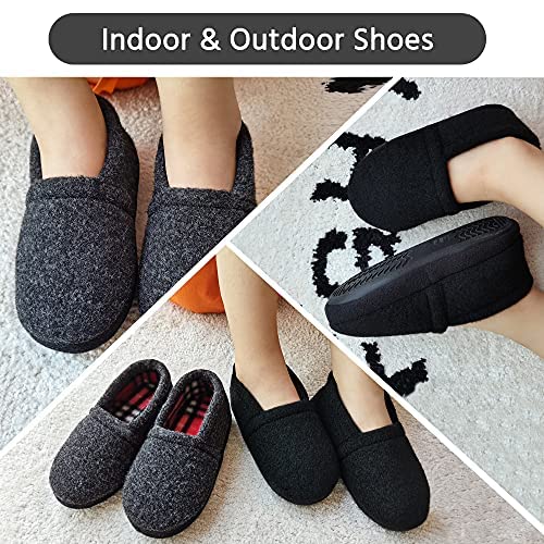 Tuboom Slippers for Kids Boys House Warm Shoes with Cozy Memory Foam Indoor Outdoor Black Size 4-5