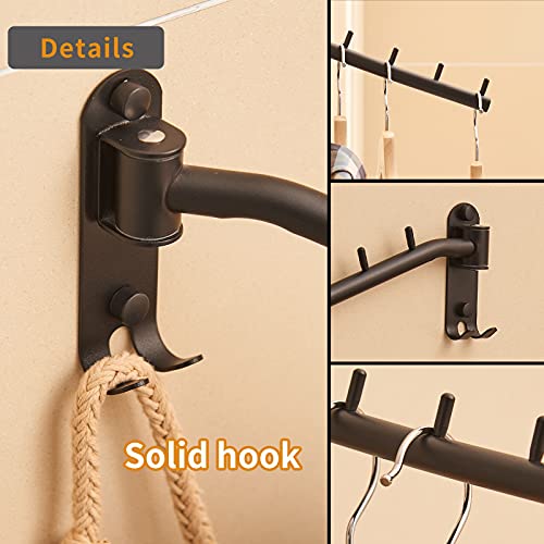 Danpoo Folding Clothes Hanger Rack, Stainless Steel Swing Arm Hook Holder, Clothing Hanging System Drying Closet Storage Organizer Wall Mount Chrome (Black)