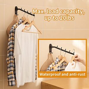 Danpoo Folding Clothes Hanger Rack, Stainless Steel Swing Arm Hook Holder, Clothing Hanging System Drying Closet Storage Organizer Wall Mount Chrome (Black)
