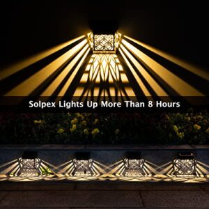 SOLPEX Solar Fence Lights, Solar Deck Lights 8 Pack, LED Waterproof Outdoor Wall Lights, Christmas Halloween Decoration forDeck, Patio, Stairs, Yard, Steps, Wall, Path & Driveway