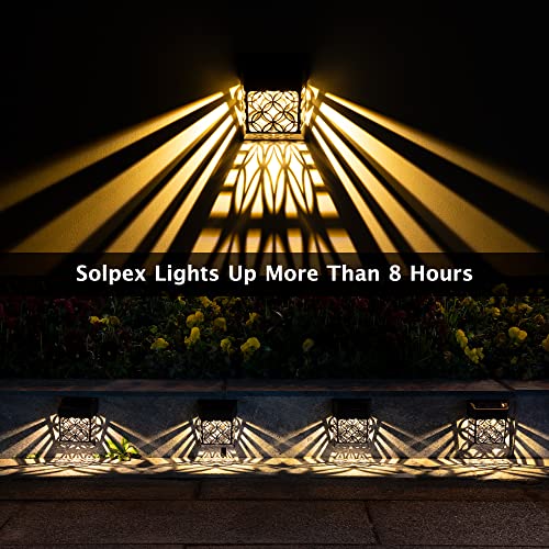 SOLPEX Solar Fence Lights, Solar Deck Lights 8 Pack, LED Waterproof Outdoor Wall Lights, Christmas Halloween Decoration forDeck, Patio, Stairs, Yard, Steps, Wall, Path & Driveway