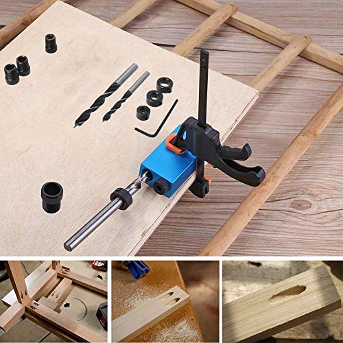 Wood Woodwork Guides Joint Angle Tool Carpentry Locator - 14Pcs Pocket Hole Jig 15Degree Woodworking Inclined Hole Fixture 6/8/10mm Drill Bits Dowel Screw Drill Jig Joinery Kit Carpenters