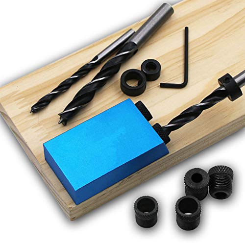 Wood Woodwork Guides Joint Angle Tool Carpentry Locator - 14Pcs Pocket Hole Jig 15Degree Woodworking Inclined Hole Fixture 6/8/10mm Drill Bits Dowel Screw Drill Jig Joinery Kit Carpenters