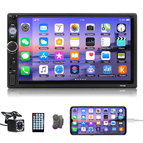 Double Din Car Stereo 7” Touch Screen Car Radio with Bluetooth Backup Camera FM Radio Receiver USB AUX Auto radio TF Card Input Audio Video MP5 MP4 MP3 Player Car Multimedia Player Support Mirror Link