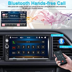 Double Din Car Stereo 7” Touch Screen Car Radio with Bluetooth Backup Camera FM Radio Receiver USB AUX Auto radio TF Card Input Audio Video MP5 MP4 MP3 Player Car Multimedia Player Support Mirror Link