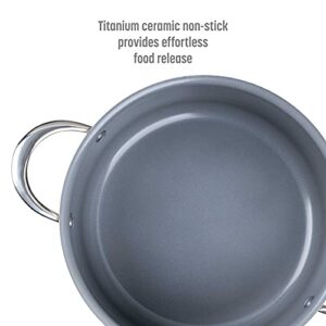 Goodful Ceramic Nonstick 6 Quart Stock Pot, Dishwasher Safe Pots and Pans, Comfort Grip Stainless Steel Handle, Made without PFOA, Cream