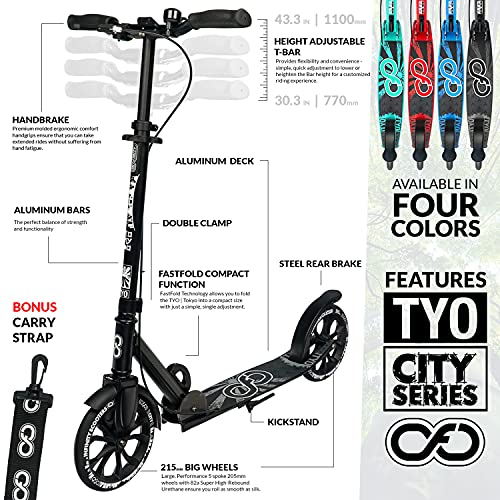 Crazy Skates Tokyo Foldable Kick Scooter (TYO) - Features Adjustable Height Handlebars, handbrake and Aluminum Deck City Series