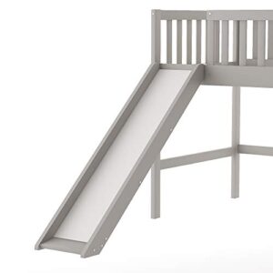 Harper & Bright Designs Twin Size Low Loft Bed with Slide, Wood Low Loft Bed for Kids, Girls, Boys (Gray)