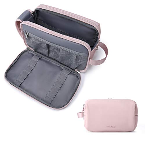 BAGSMART Toiletry Bag for Men, Travel Toiletry Organizer Dopp Kit Water-resistant Shaving Bag for Toiletries Accessories, Door Room Essentials, Pink