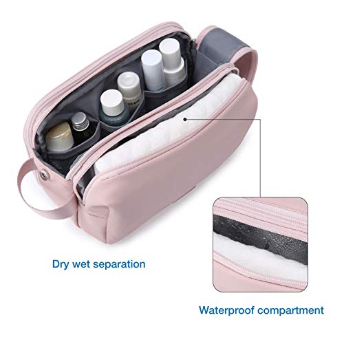 BAGSMART Toiletry Bag for Men, Travel Toiletry Organizer Dopp Kit Water-resistant Shaving Bag for Toiletries Accessories, Door Room Essentials, Pink