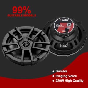 H YANKA 6.5 Car Speakers, Full Range Stereo 220 Watt Max 2-Way Coaxial Car Audio Speakers, Professional Car Door Speakers, Sound Stereo and no Distortion, Y30 Magnet Woofer and NdFeB Tweeter (1 Pair)