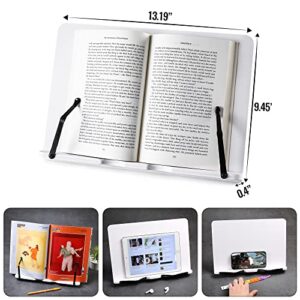 WROSWT Cookbook Stand, Foldable Large Book Reading Stand for Hands Free, Wood Recipe Cook Book Holder for Kitchen Counter,with 5 Adjustable Angles for Music Book,Textbook,Tablet,Ipad