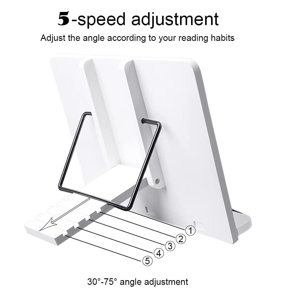 WROSWT Cookbook Stand, Foldable Large Book Reading Stand for Hands Free, Wood Recipe Cook Book Holder for Kitchen Counter,with 5 Adjustable Angles for Music Book,Textbook,Tablet,Ipad