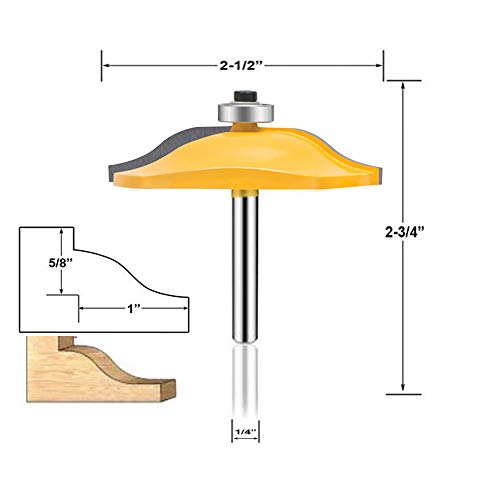 LEATBUY 1/4 Inch Shank Router Bit Set 3 PCS Round Over Raised Panel Cabinet Door Rail and Stile Router Bits, Woodworking Wood Cutter, Wood Carbide Groove Tongue Milling Tool(1/4-Panel)