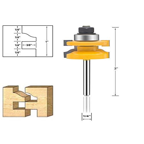 LEATBUY 1/4 Inch Shank Router Bit Set 3 PCS Round Over Raised Panel Cabinet Door Rail and Stile Router Bits, Woodworking Wood Cutter, Wood Carbide Groove Tongue Milling Tool(1/4-Panel)