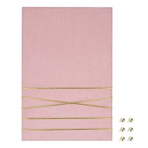 navaris fabric memo bulletin board - 20" x 28" velvet memory board for wall to display photo collages, pictures, notes - includes 6 push pins - pink