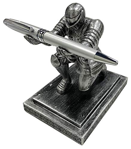 Ofiedx Executive Knight Pen Holder with a Pen Personalized Desk Accessories Decor Home Office Cool Pen Stand Iron