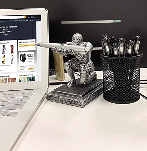 Ofiedx Executive Knight Pen Holder with a Pen Personalized Desk Accessories Decor Home Office Cool Pen Stand Iron