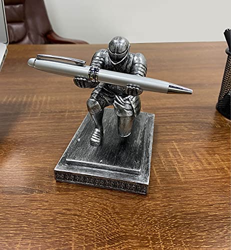 Ofiedx Executive Knight Pen Holder with a Pen Personalized Desk Accessories Decor Home Office Cool Pen Stand Iron