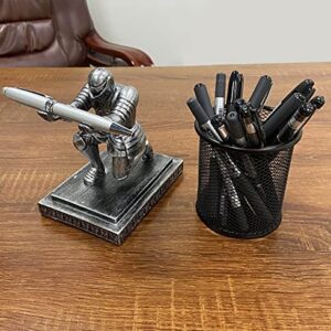 Ofiedx Executive Knight Pen Holder with a Pen Personalized Desk Accessories Decor Home Office Cool Pen Stand Iron