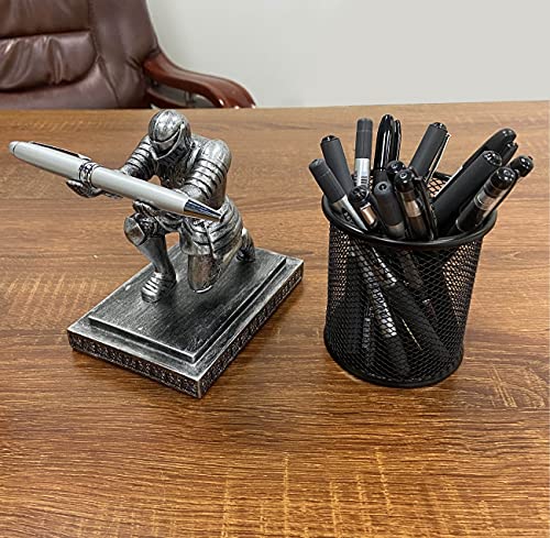 Ofiedx Executive Knight Pen Holder with a Pen Personalized Desk Accessories Decor Home Office Cool Pen Stand Iron