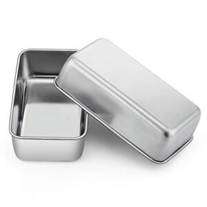 p&p chef loaf pan set of 2, 9-inch bread pans, stainless steel loaf toast baking pans for bread meatloaf lasagna cake, healthy & non toxic,deep side & smooth roll, oven & dishwasher safe