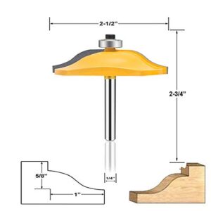 OLETBE Router Bit Set 3 PCS 1/4-Inch Shank Round Over Raised Panel Cabinet Door Rail and Stile Router Bits, Woodworking Wood Cutter, Wood Carbide Groove Tongue Milling Tool(Yellow)